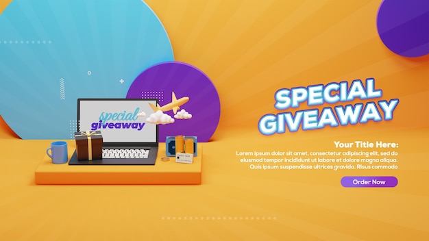 3D-рендеринг дизайна баннера Special Givaway