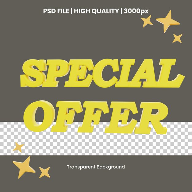 PSD rendering 3d offerta speciale con stelle icona oggetto