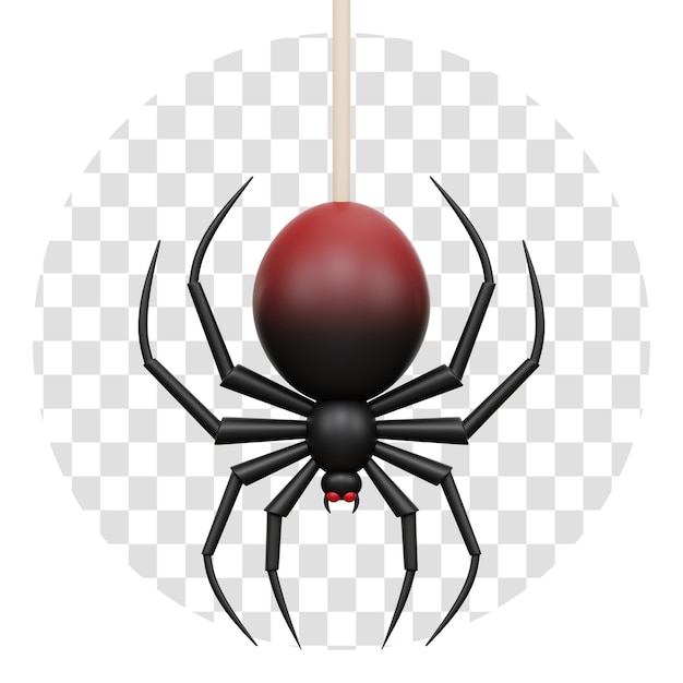3d rendering spider 3d icon isolate transparent background 3d
