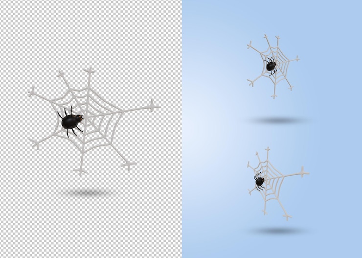 PSD 3d rendering spider web for helloween celebration day decoration
