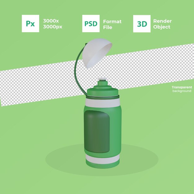 PSD 3d rendering sport bottle icon with transparent background