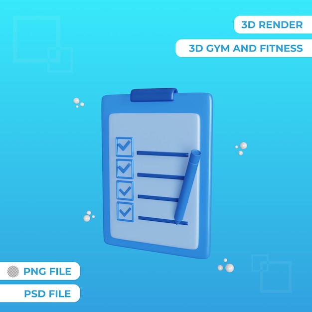 3D-rendering sportschool rapport geïsoleerd object premium psd