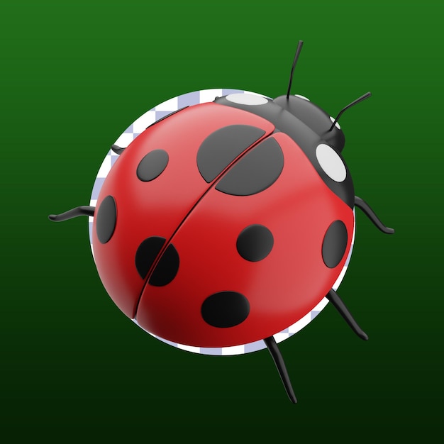 PSD 3d rendering of spring ladybug icon