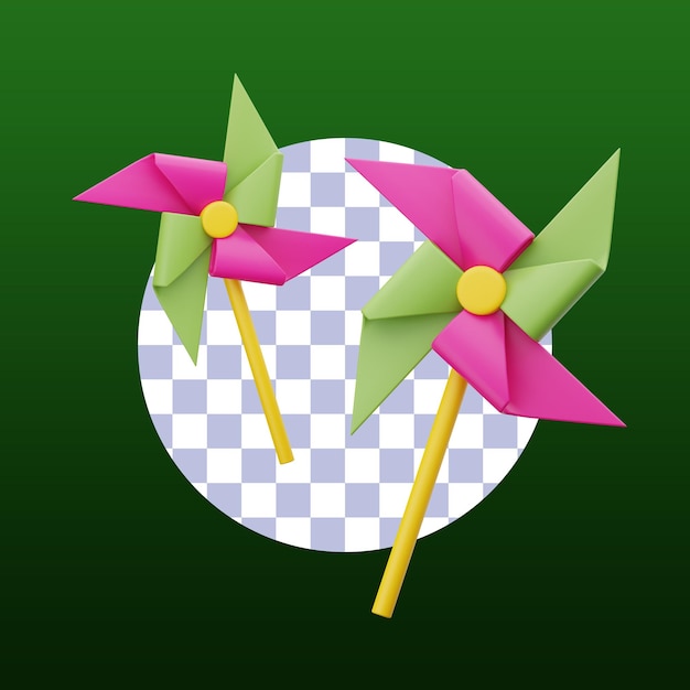 PSD 3d rendering of spring pinwheel icon