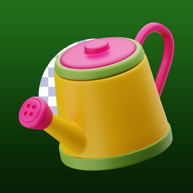 3d rendering of spring watering can icon