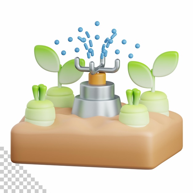 3d rendering sprinkler isolated useful for agriculture technology smart farm and innovation design