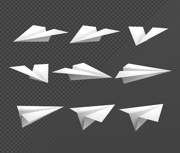 3D-rendering sprite volgorde origami papier vliegtuig perspectief weergave