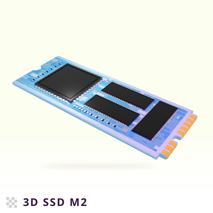 PSD 3d rendering ssd m2 illustration
