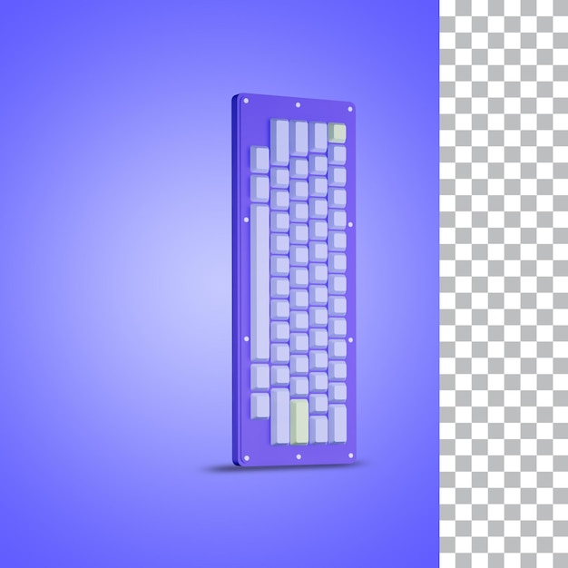 3D-rendering staand blauw mechanisch toetsenbord