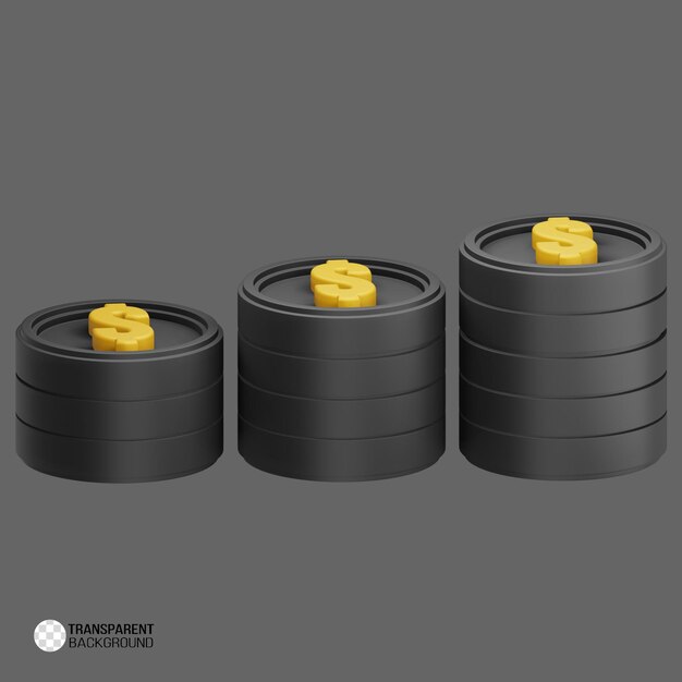 Moneta del dollaro dello stack di rendering 3d