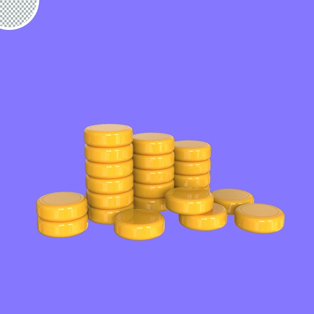 3d rendering stack Golden coin currency money exchange isolated icon