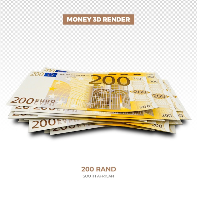 PSD 3d rendering of stacks of european union money 200 euro notes