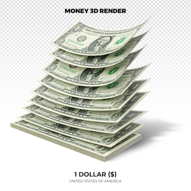 3D rendering of Stacks of United States of America Money 1 dollar Banknotes