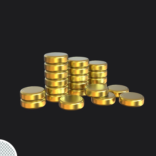 3D-rendering stapel Gouden munt valuta geld wisselen geïsoleerde gouden munt icon