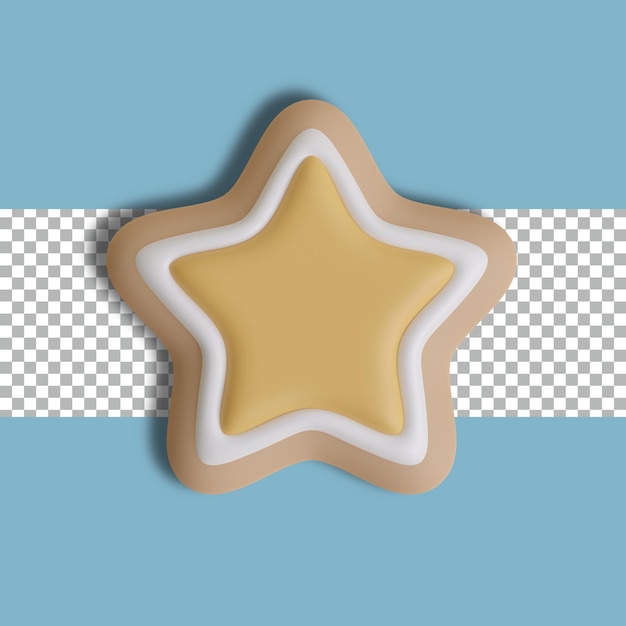 PSD 3d rendering star cookie object tranparent