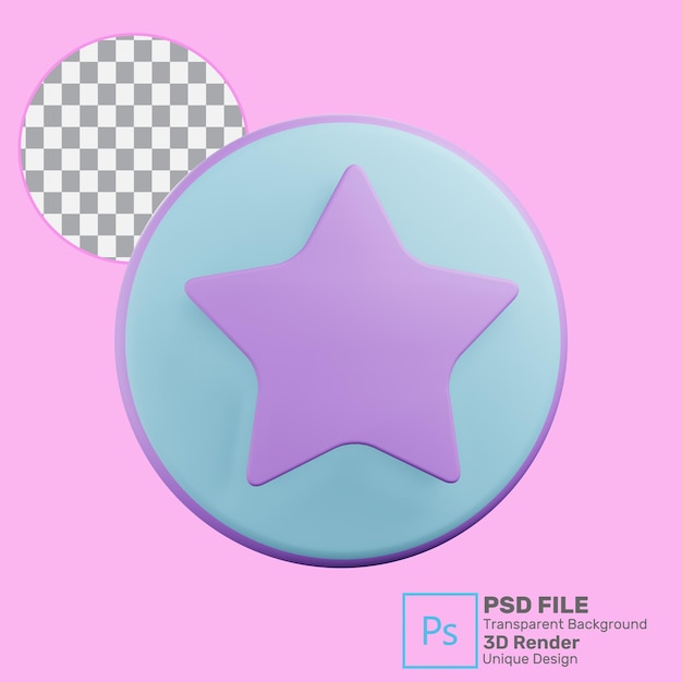 PSD 3d rendering star icon premium psd