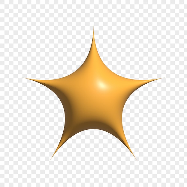 3d Rendering Star Icon on transparent background