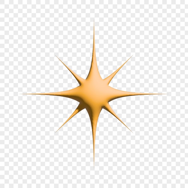 3d rendering star icon on transparent background