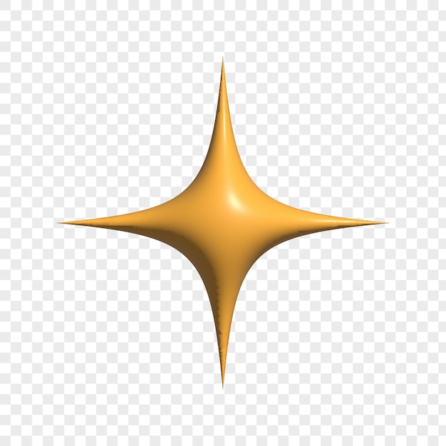 PSD 3d rendering star icon on transparent background