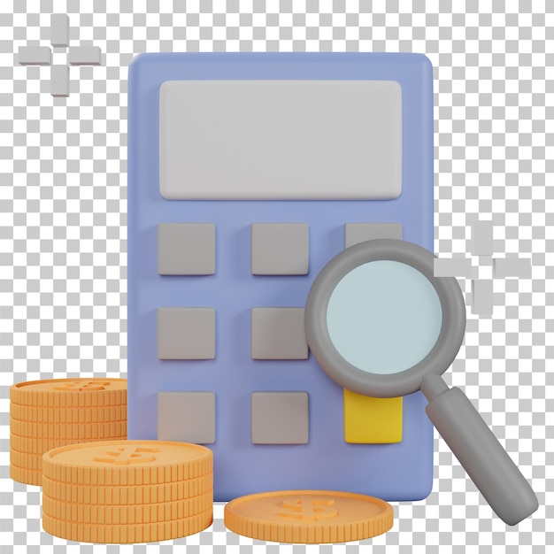 PSD 3d rendering stationary calculator isolated