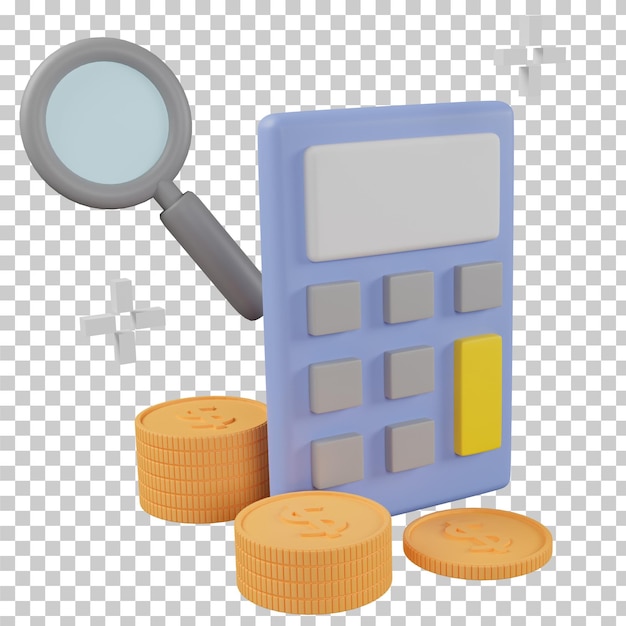 3D rendering stationary calculator isolated