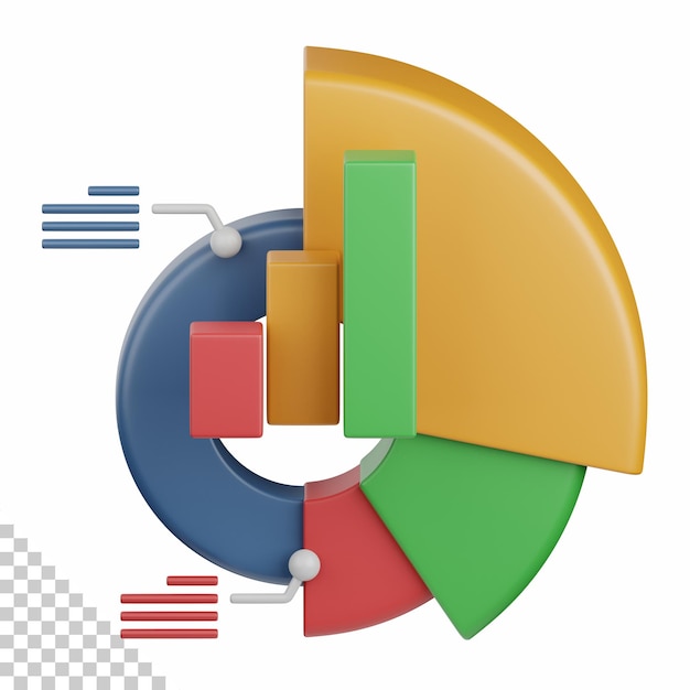 PSD statistiche di rendering 3d isolate utili per la progettazione di denaro e finanza web di analisi aziendale