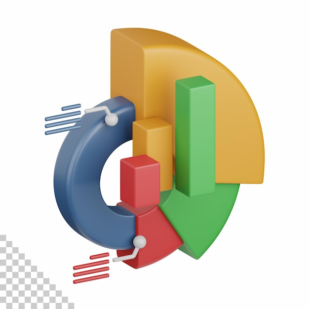 PSD statistiche di rendering 3d isolate utili per la progettazione di denaro e finanza web di analisi aziendale