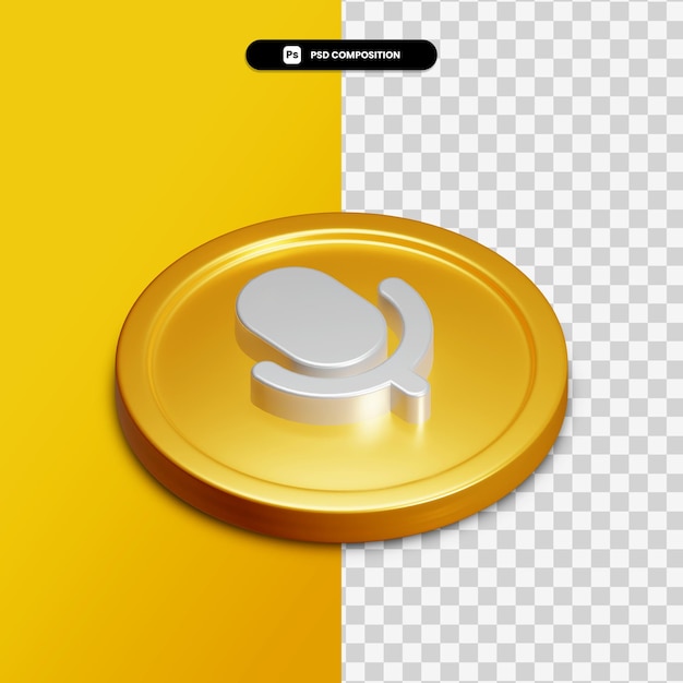3D-rendering stempictogram op gouden cirkel geïsoleerd