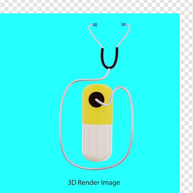 PSD 3d rendering of stethoscope with capsule