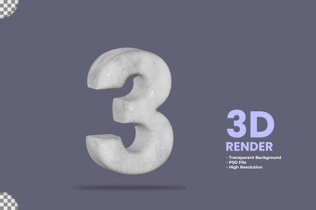 PSD 3d rendering materiale lapideo numero 3 isolato