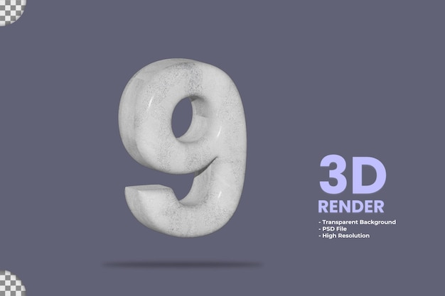 PSD 3d rendering stone material number 9 isolated