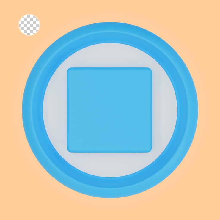 PSD 3d rendering of stop button