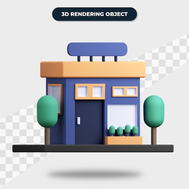 PSD 3d рендеринг здания магазина