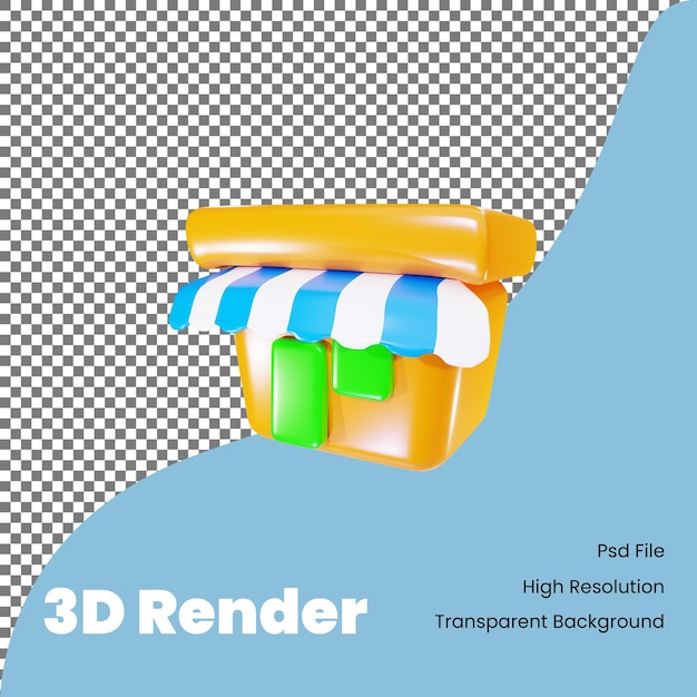 Icona del negozio di rendering 3d per l'e-commerce