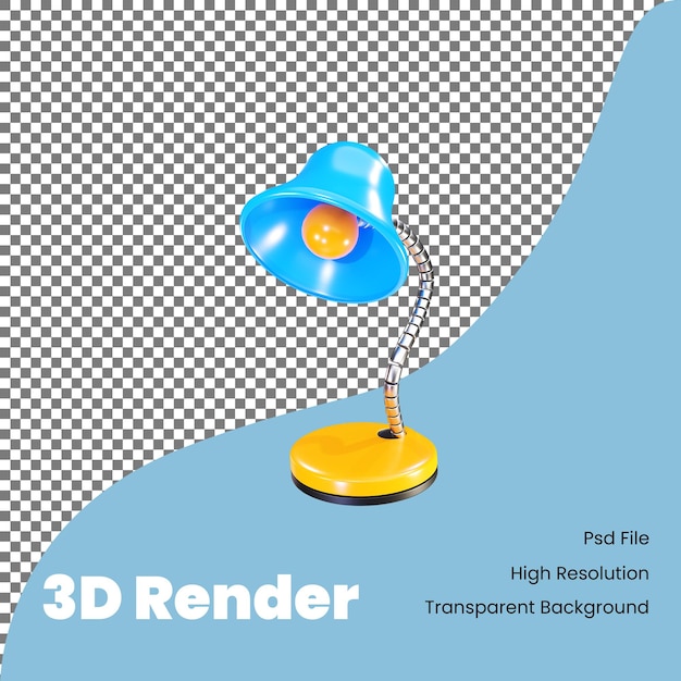 PSD 다시 학교로 3d 렌더링 연구 램프 아이콘