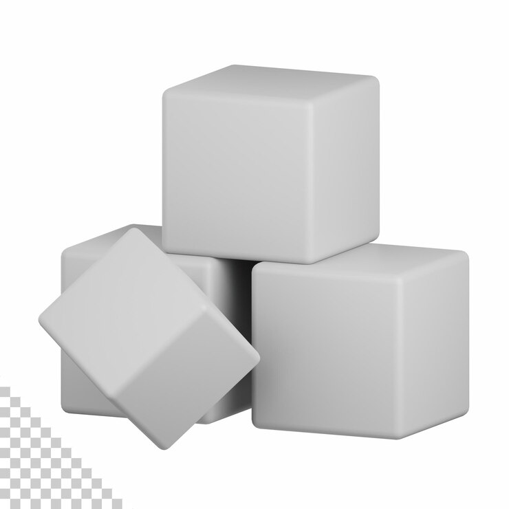 PSD 3d-рендеринг изолированных кубиков сахара, полезных для лечения аллергии на пищевые аллергены и дизайна антигенов