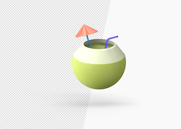 3d rendering summer coconut cocktail