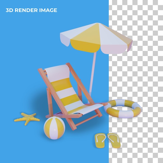 PSD concetto di estate rendering 3d isolato