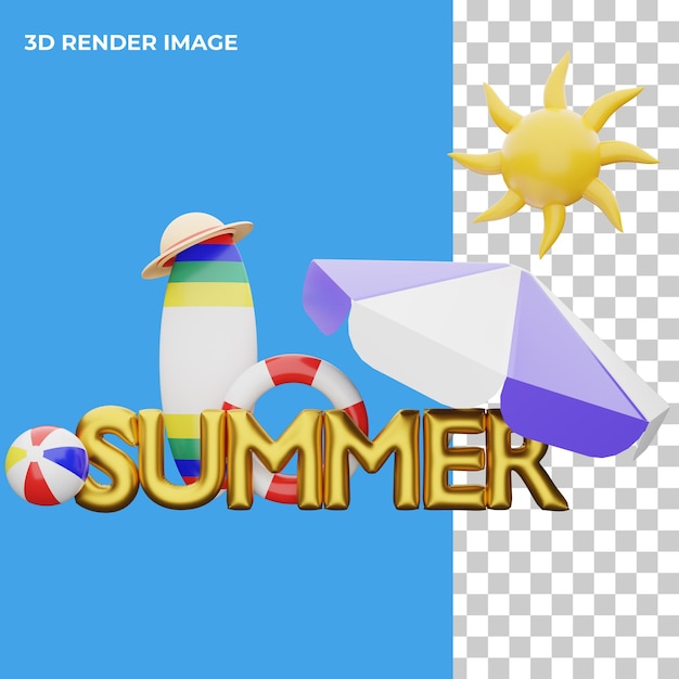 3d rendering summer concept isolated