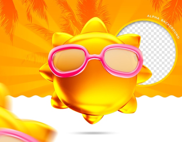 PSD 3d rendering of summer sale concept