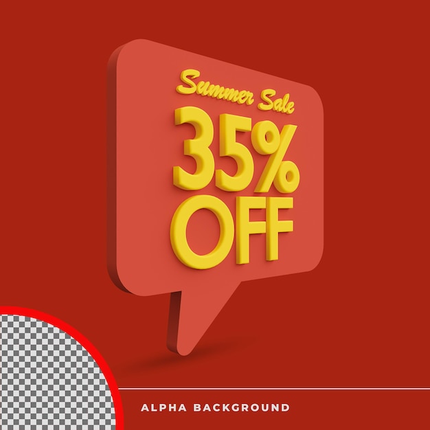 PSD 3d rendering summer sale discount offer icon