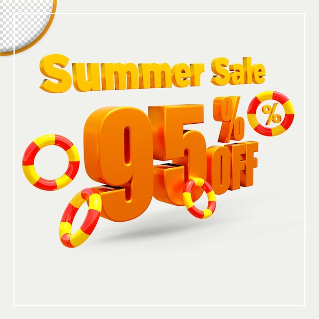 3d rendering summer sale discount offer text