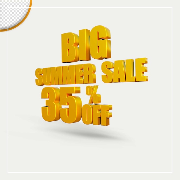 3d rendering summer sale discount offer text