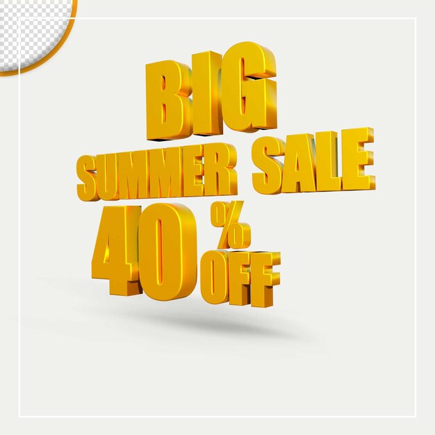 3d rendering summer sale discount offer text