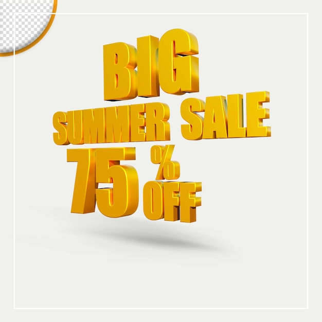 3d rendering summer sale discount offer text
