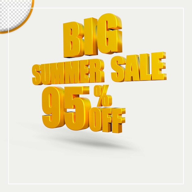 PSD 3d rendering summer sale discount offer text