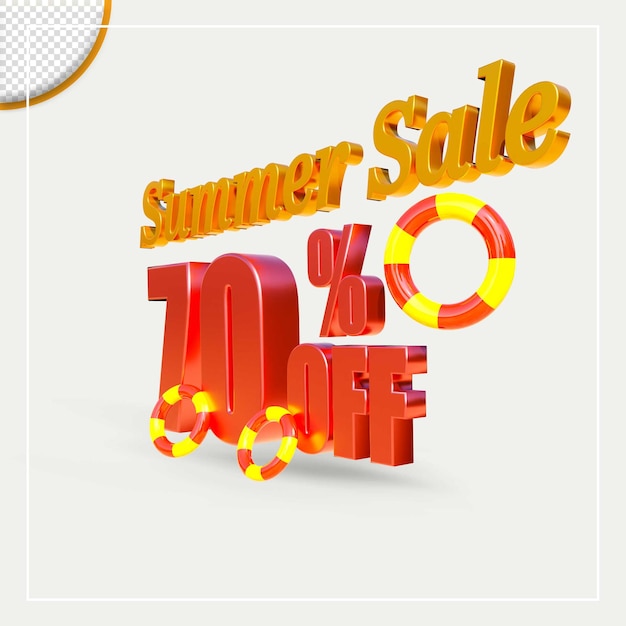 3d rendering summer sale discount offer text