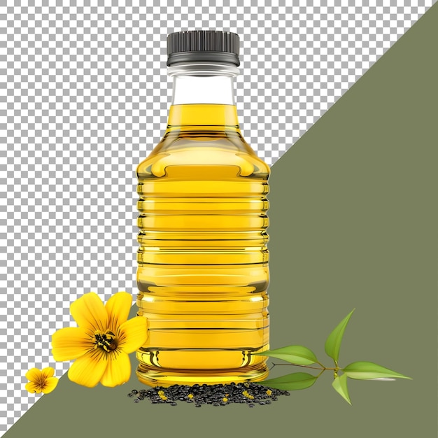 3d rendering of a sunflower oil bottle on transparent background ai generated