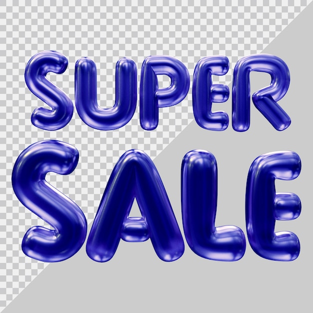 3d rendering of super sale text with modern style