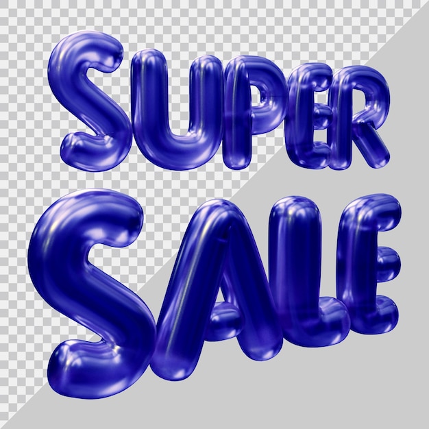 3d rendering of super sale text with modern style